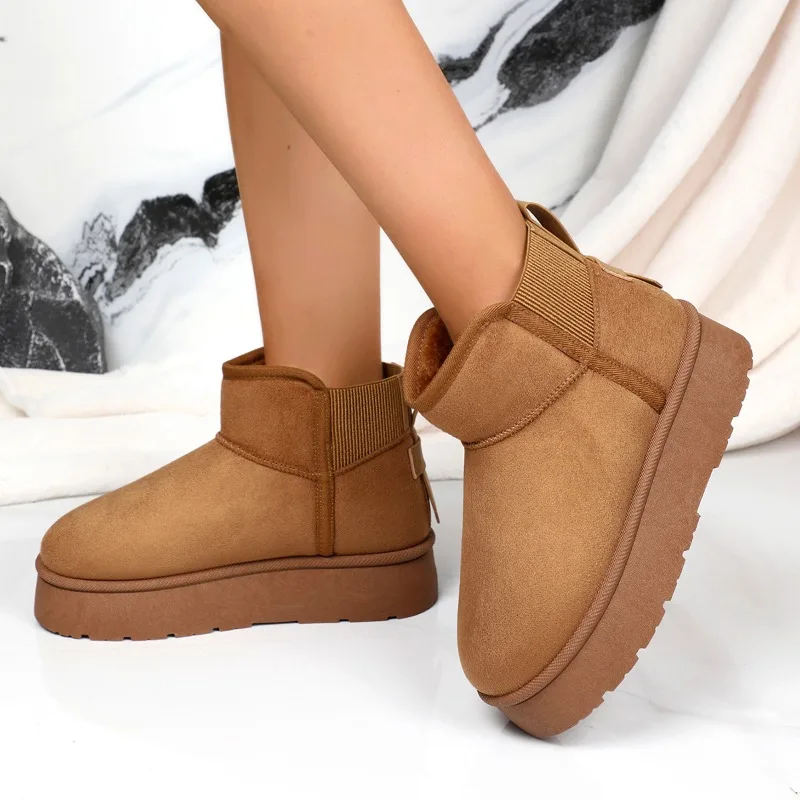 Women's Solid Color Winter Snow Boots - Warm, Versatile, With Non-Skid Outsole
