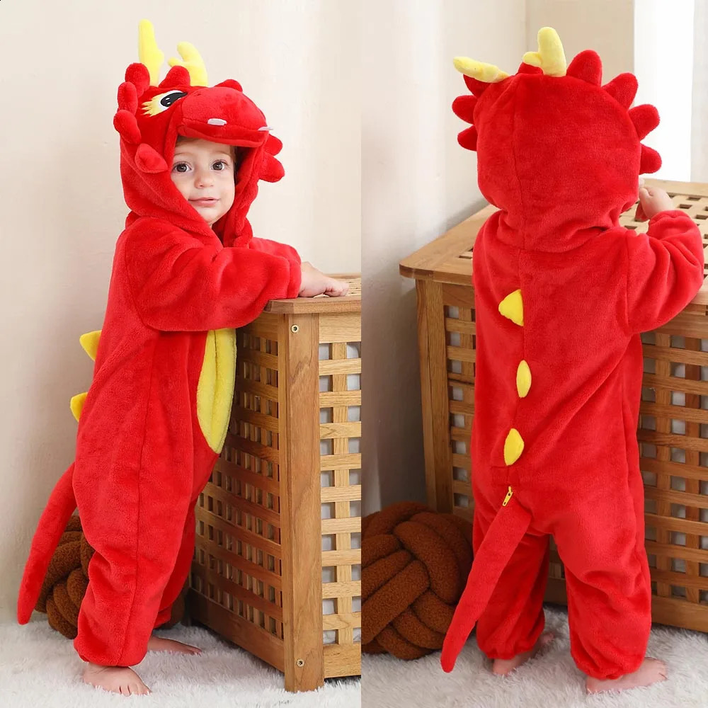Baby winter clothes baby pajamas onepiece hooded jumpsuit toddler girls unicorn childrens Kigurumi 240925