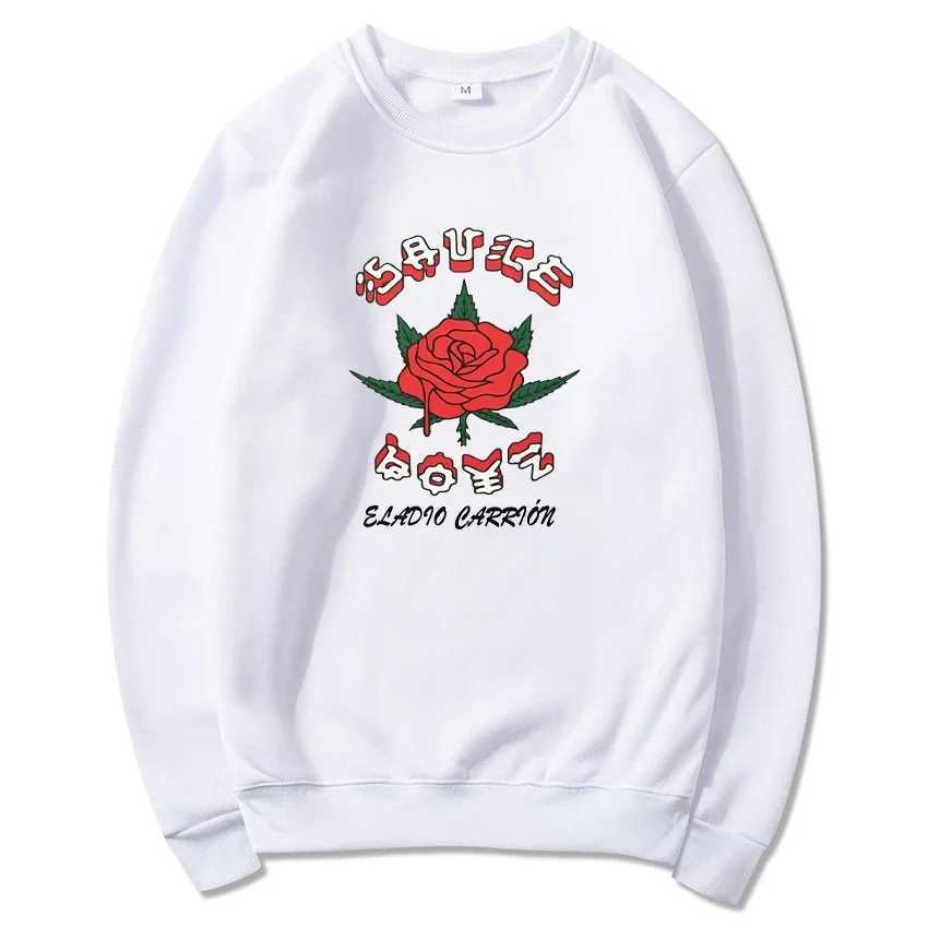 Autumn and Winter Casual Fashion Sweatshirt Eladio Carrion Sauce Boyz Rose Print Sweatshirt Round Neck and Hooded SweatshirtX240925