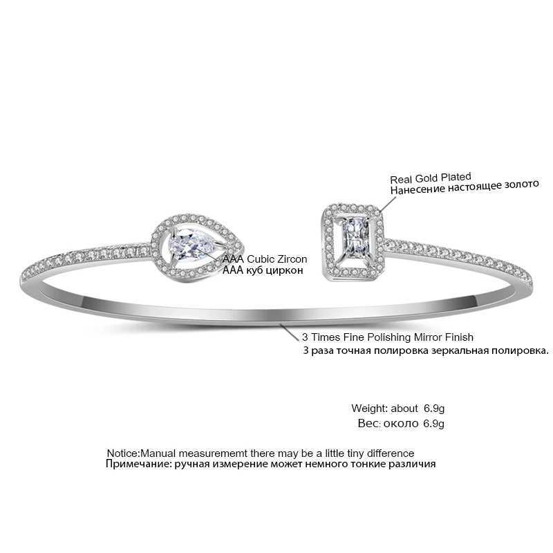 Fashion Round Cubic Zirconia Open Bracelets For Women Men Gold Silver Tear Drop Shape Square Copper Bracelet Party Daily JewelryX240925
