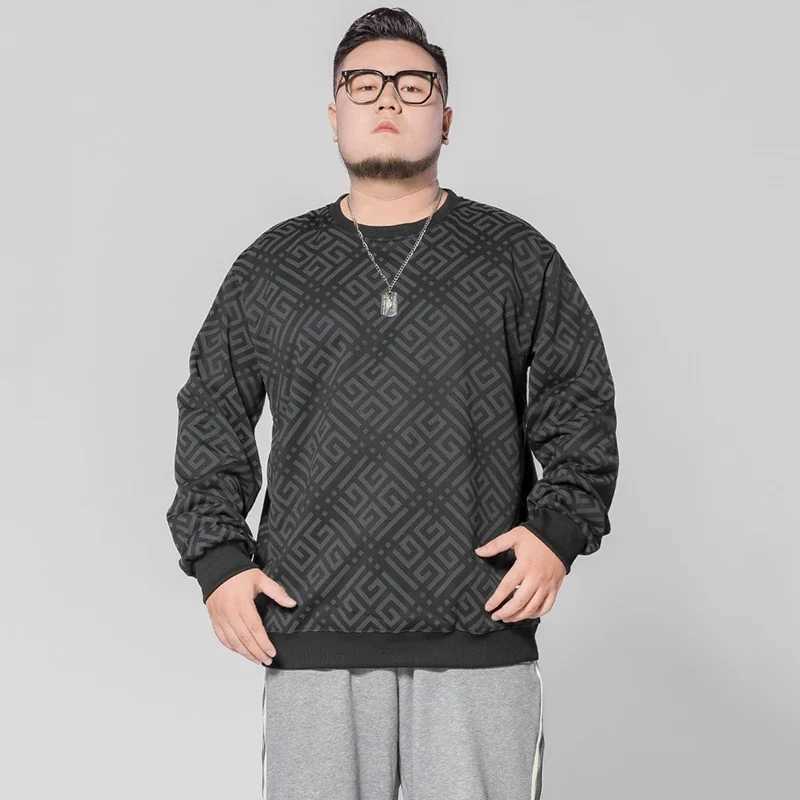 Plus Size Sweatshirt Men Oversized Pullovers 110-180kg 7XL 8XL Man Printed Round Neck Long Sleeve Loose Tops Big Size ClothingX240925