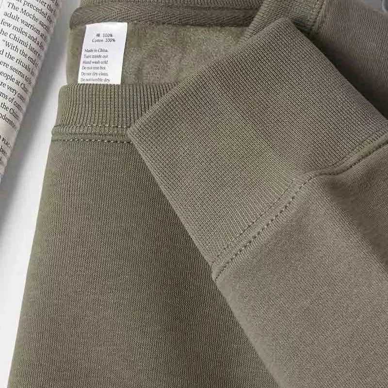 Solid Color 500g Sweatshirt Men Women Casual American Ins Street Style Round Nedck Fleece Clothing Winter 2024 NewX240925