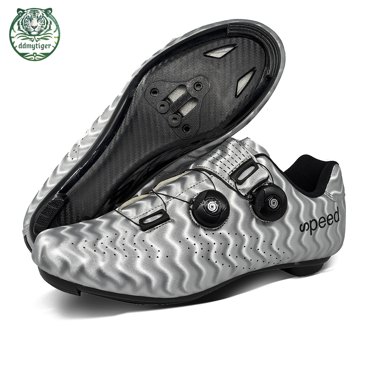 ddmytiger Road racing outdoor cycling with double rotating buckle, large size and lock riding shoes A ddmythur