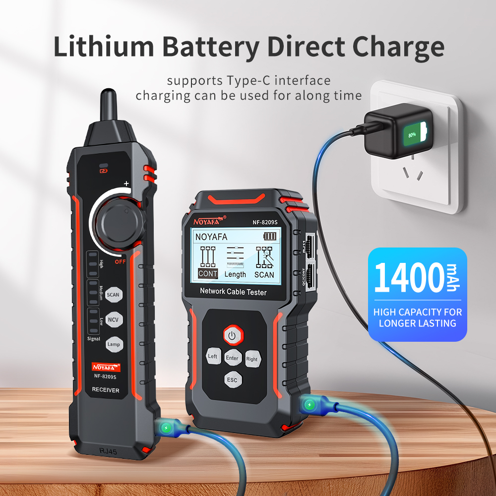noyafa New NF-8209S LCD Network Cable Tester Wire Tracker PoECurrent Length cabl RJ45 Cable Tracker multifunctional tester Tool
