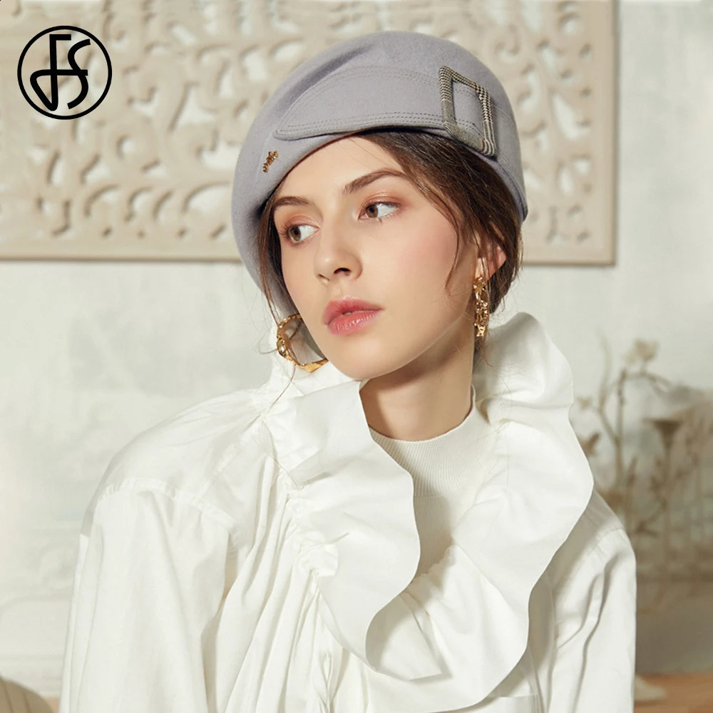 FS Retro British Womens Top Beret Wide Bow Conical Bowling Ball Fedoras Womens Soft Padded Derby Hat Wool Felt Cloche Hat Winter 2024 240921