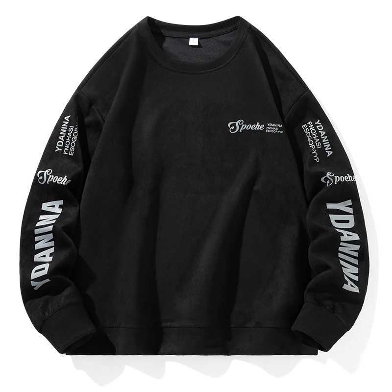 Korean Mens Hoodie Casual Fashion Youth Round Neck Letter Printed Sports Top Y2k Harajuku Street Trend Mens Clothing M-5XLX240925