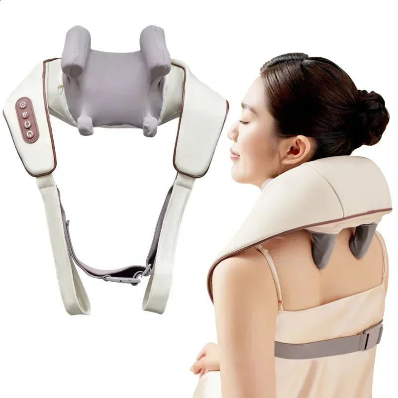 Electric Heat Neck Massage Shawl Shiatsu Kneading Cervical Spine Massager Car Home Back Shoulder Trapezius Muscle 240919