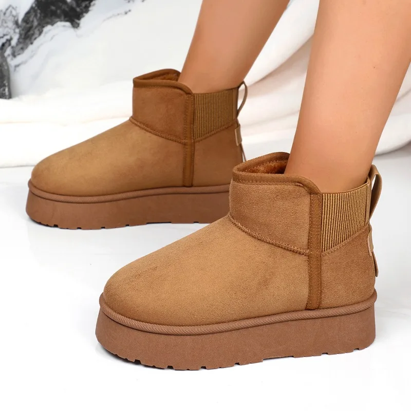 Women's Solid Color Winter Snow Boots - Warm, Versatile, With Non-Skid Outsole