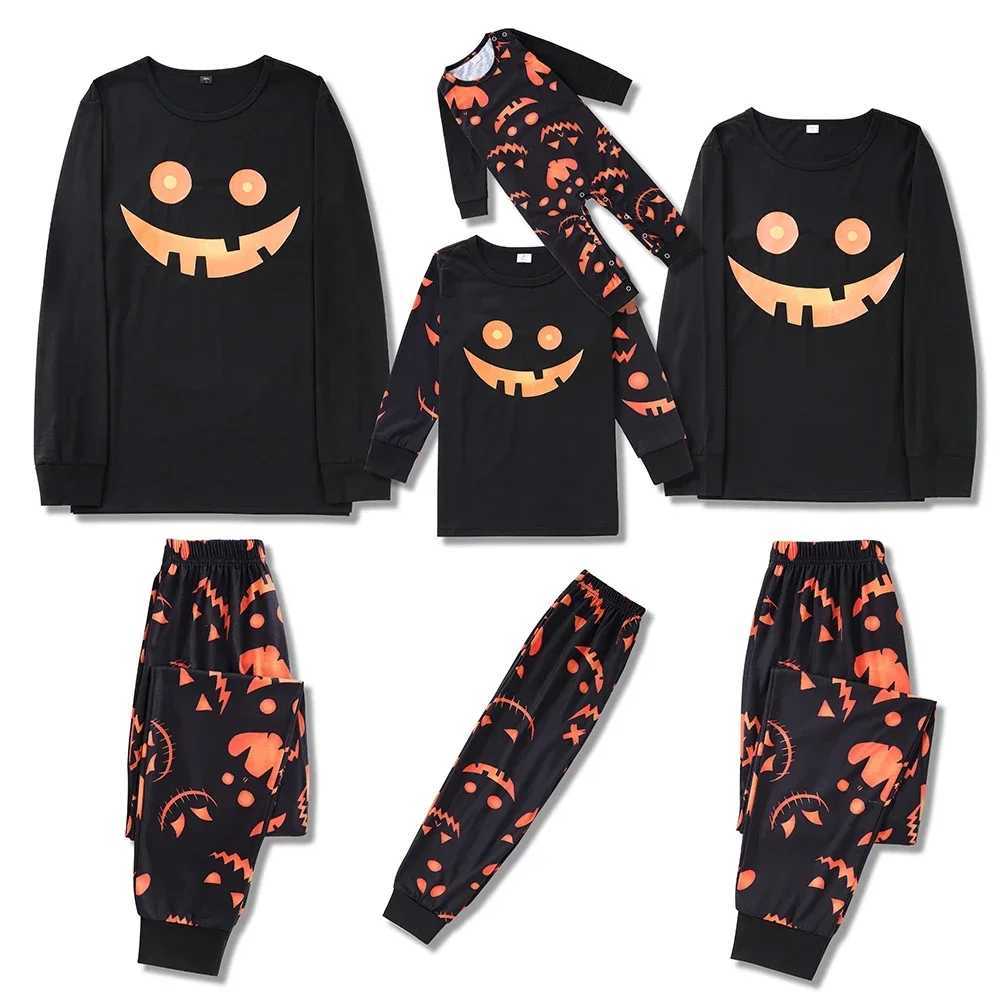 Family Matching Outfits Halloween Family Matching Outfits Pumpkin Print Pajamas Set Parent-child 2 Pieces Suit Baby Romper Soft Thick Pyjama Family Lo