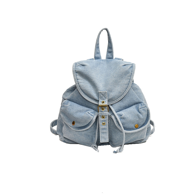 2024 new women's denim, new large capacity multi pocket portable bucket bag, women's commuting travel backpackck