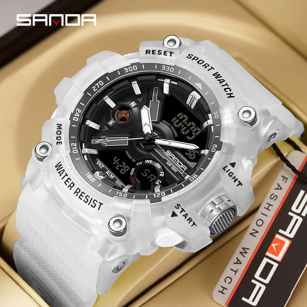 SANDA 3179 Digital Men's Military Watch 50M Waterproof Watch Dual Display Quartz Sports Watch Men's Night Light Relogio Masculino 09