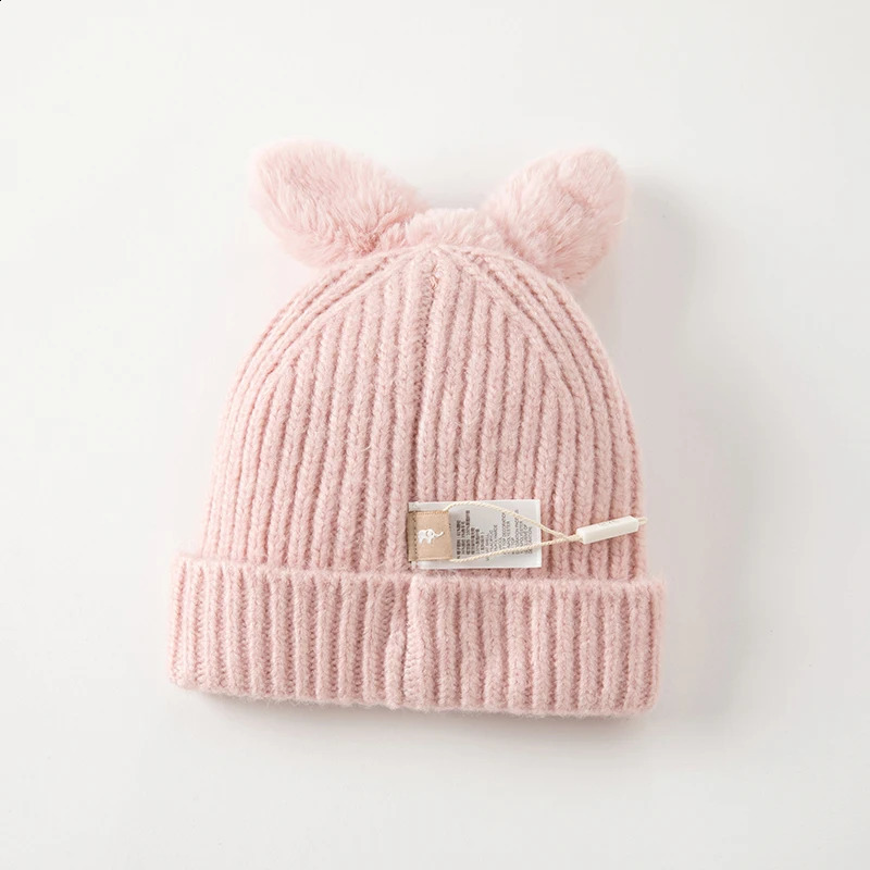 Dave Bella Baby Hat Cute Pink Winter Warm Knitted Childrens Solid Elastic 240925