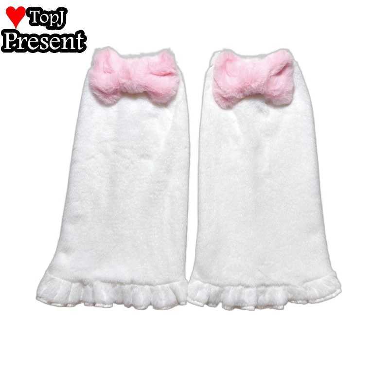 Other Fashion Accessories Japanese Harajuku Style Girls Sweet Pink Bow Leg Warmer Socks Lolita Cute Winter Velvet Foot Warmer Socks Leg warmers Y24092
