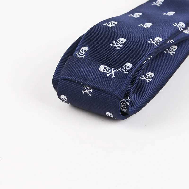 6CM Halloween Tie Fashion Mens Polter Skl Bicycle Narrow Neck Casual Navy Tie Party Set Shirt Collar Accessories Y240925