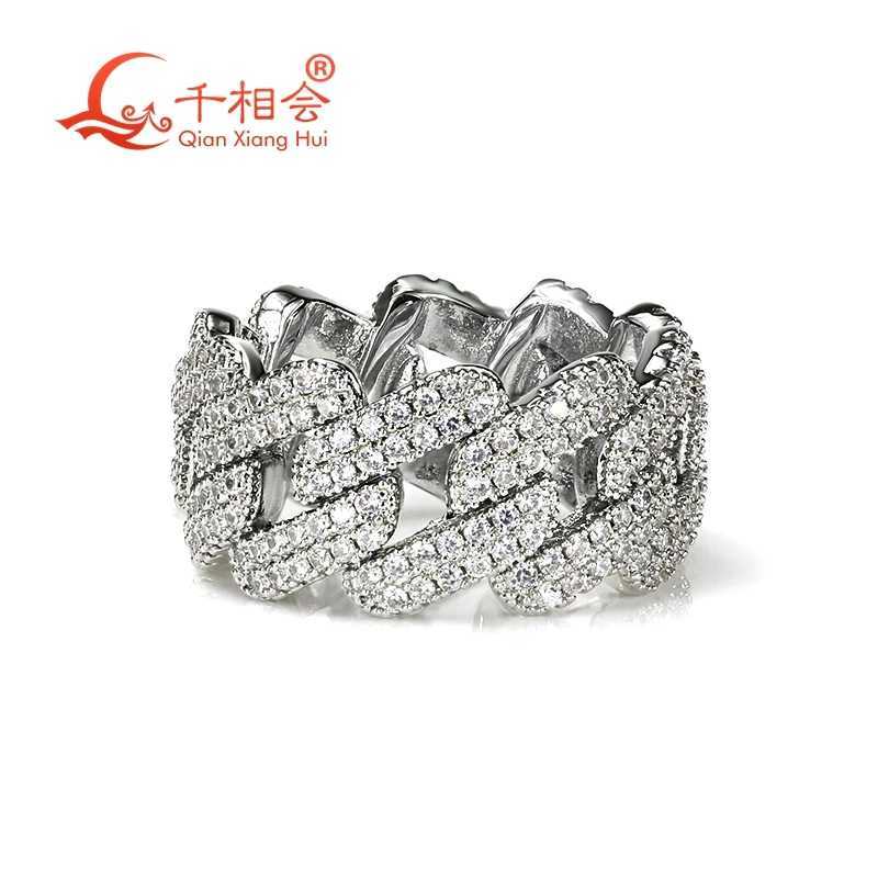 11.8mm sterling silver 925 two row hip-hop D VVS moissanite ring mens round diamond engagement mens wedding jewelry W240925