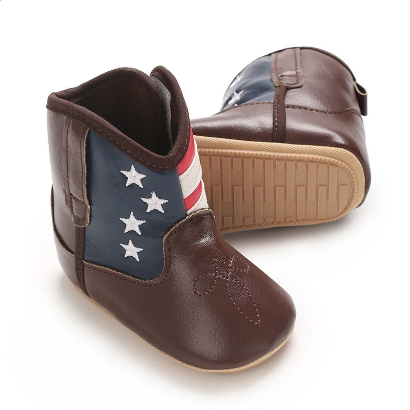 018M baby fashion boots cute printing highquality soft PU non slip sole spring and summer walking shoes 240925