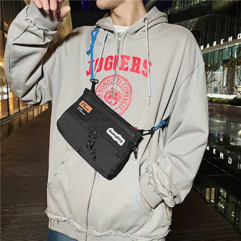 Trendy Brand Mini Crossbody Bag Men Nyl Plaid Ch Pack Couple Light Shoulder Mobile Phe Bag Male Travel Hiking Storage Bag Z250814