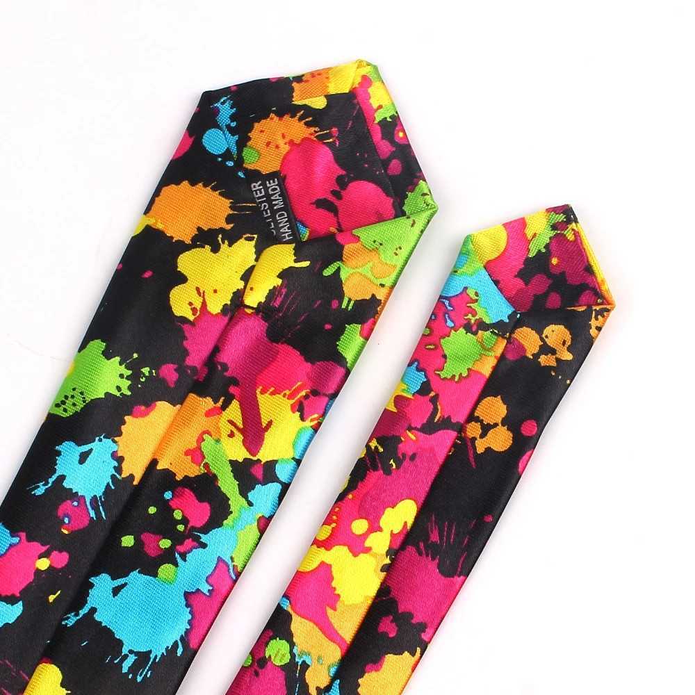 Mens tight tie painted printed casual tie slim tie fun and fashionable mens tie Gravata wedding party Y240925