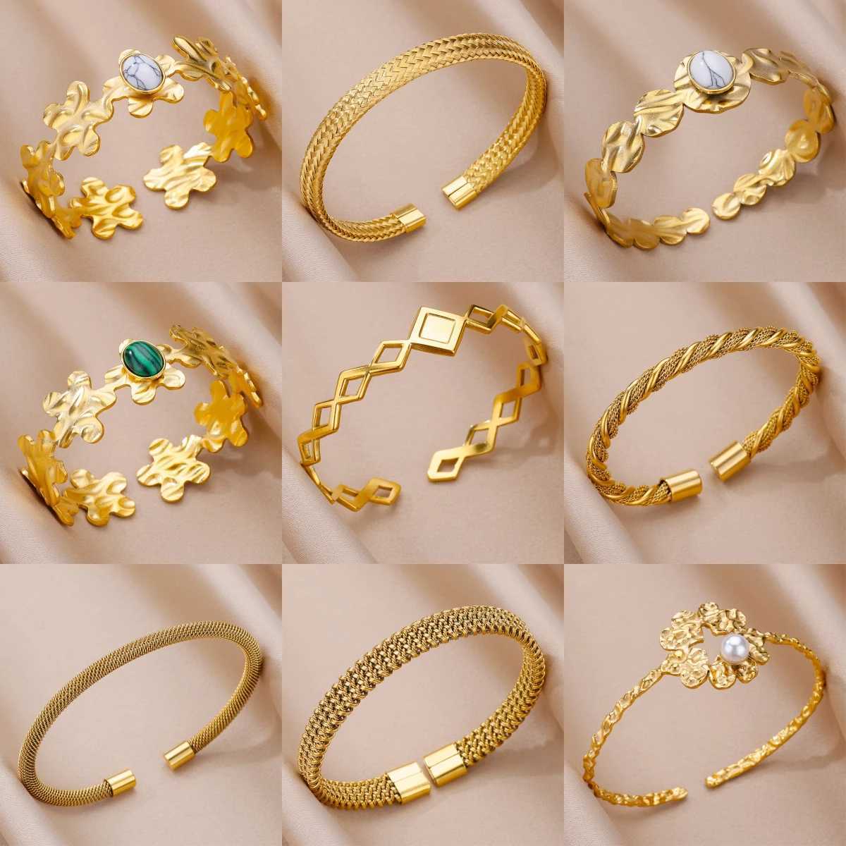 Prismatic stainless steel bracelet for women Classic adjustable opening Luxury Bangles Fashion Wedding Jewelry GiftX240925