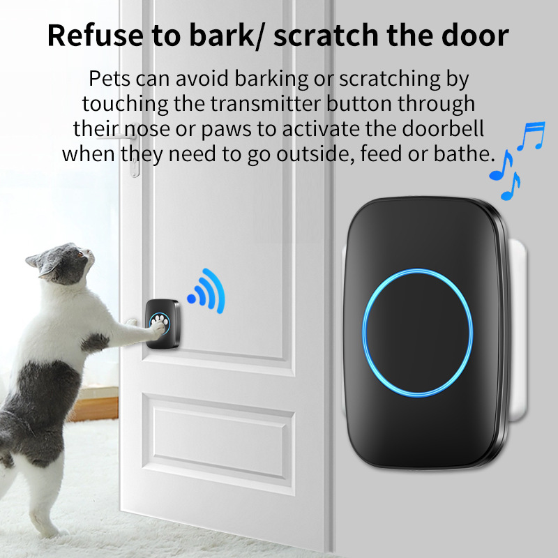 Wireless Doorbell For Pets Remote Control Pet Bell Touching Button Dog Door Bell Dog Door Training Bell EU UK US AU Plug