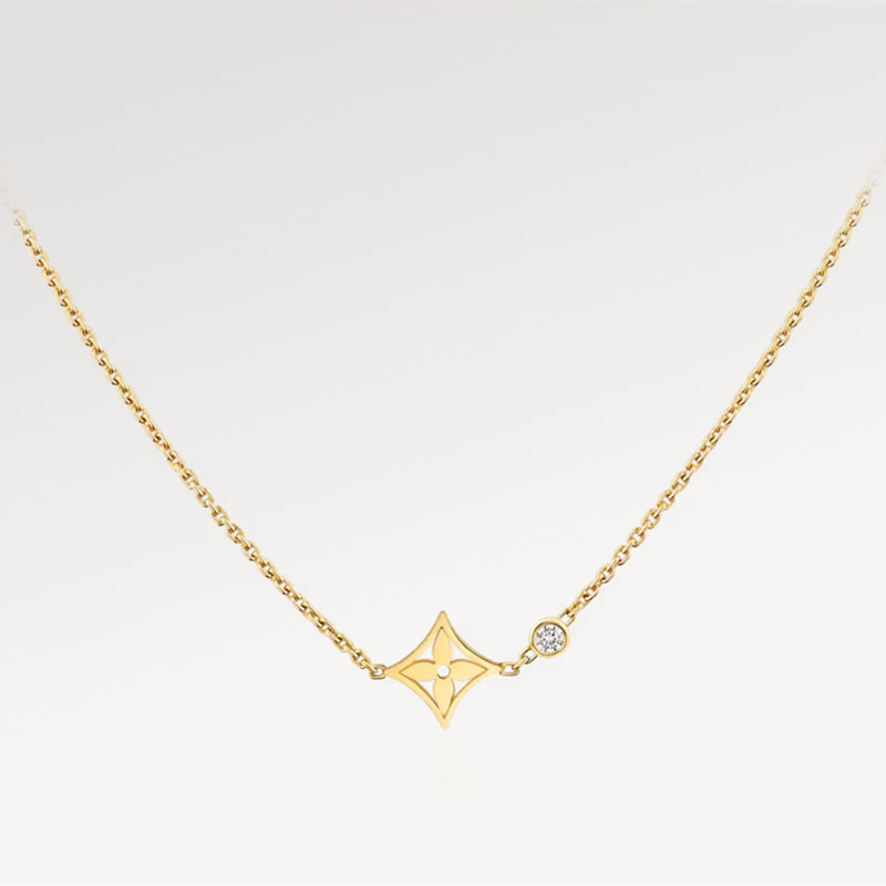 with box popular classic designer diamond pendant necklace old flower 18k gold louis vuitton lv lvt stainless steel fashion choker for women party birthday gift