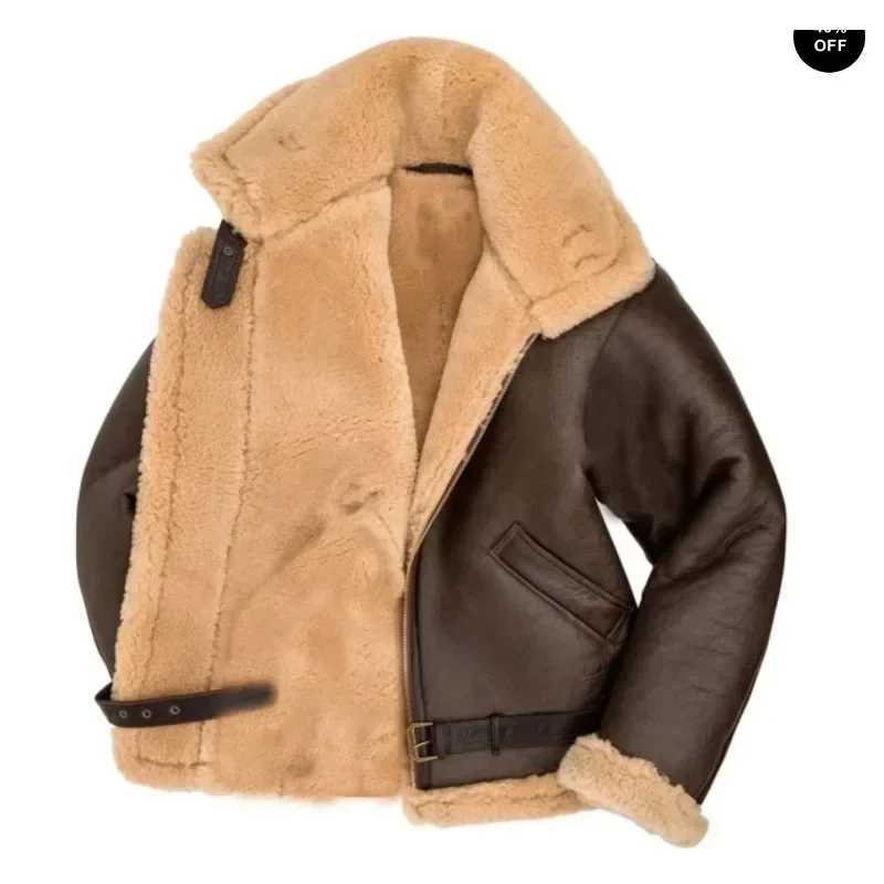 2024 fur integrated mens jacket thickened new winter fashion and casual synthetic leather wool mens jacket clothing W240925 - view 5