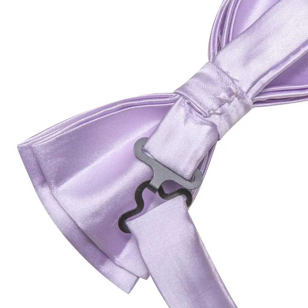 Hi tie solid lilac mens bow Hankerchief cufflinks pre tied silk bow M business party set Y240925