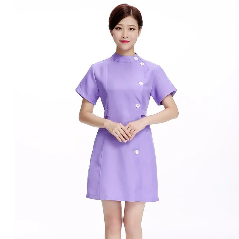 Pink beauty uniform with beauty salon workwear spa uniform shampoo jacket spa lab coat 240926