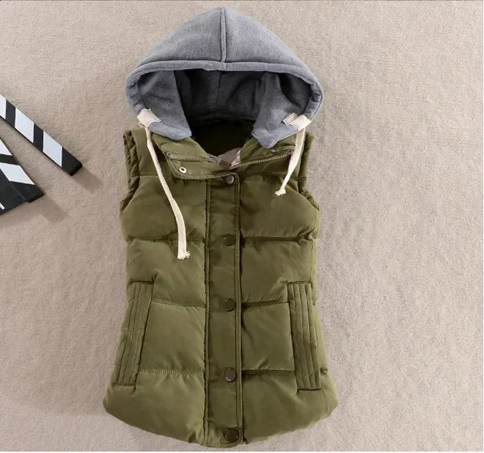 Orange sleeveless womens large-sized bedding jacket cotton hooded sweatshirt inflatable vest womens short sleeved warm casual top 6XL vest women 24092