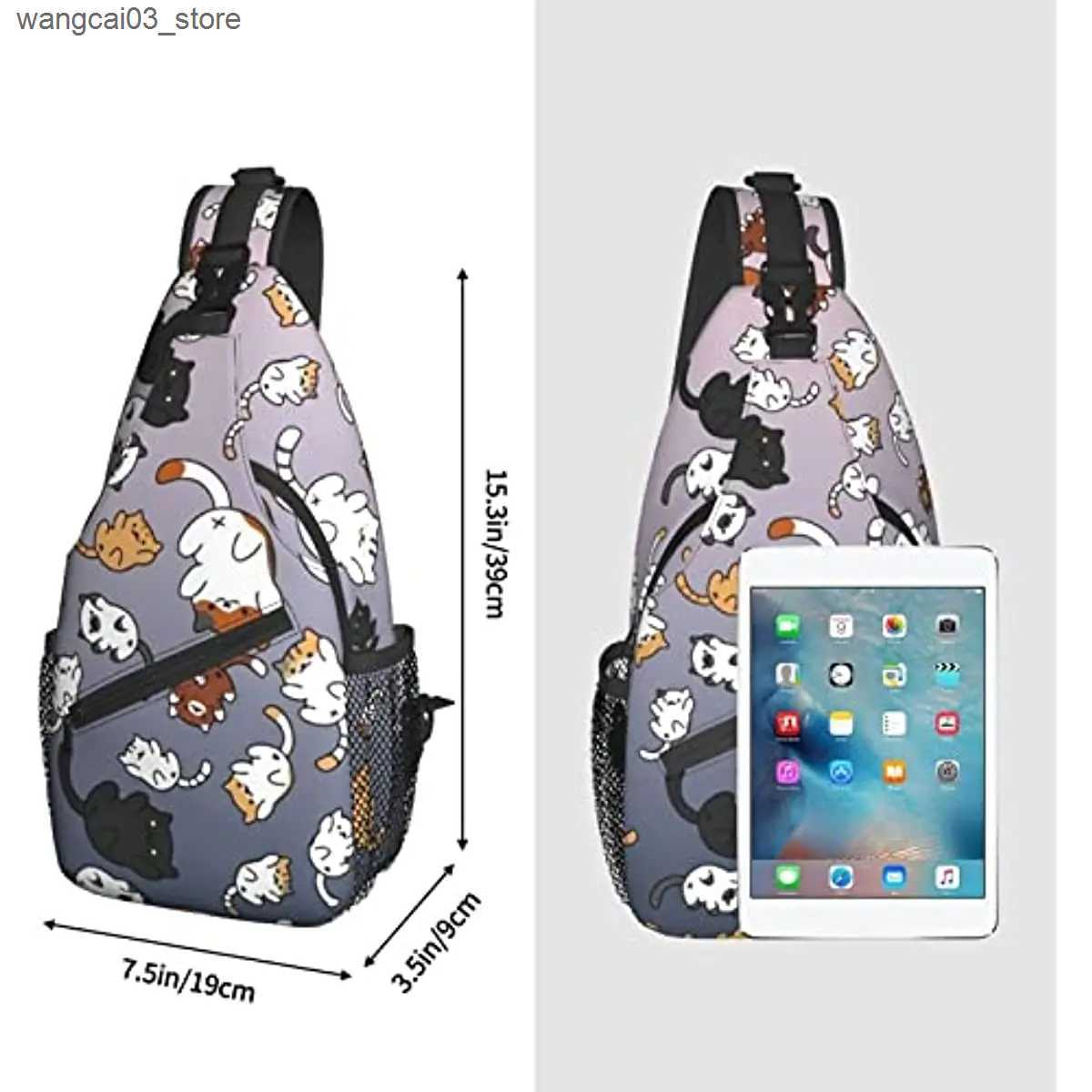 Backpacks Funny Cute Cat Sling Backpack Cat Chest Bags Crossbody Animal Shoulder Bag for Men Women Boys Girls L240910
