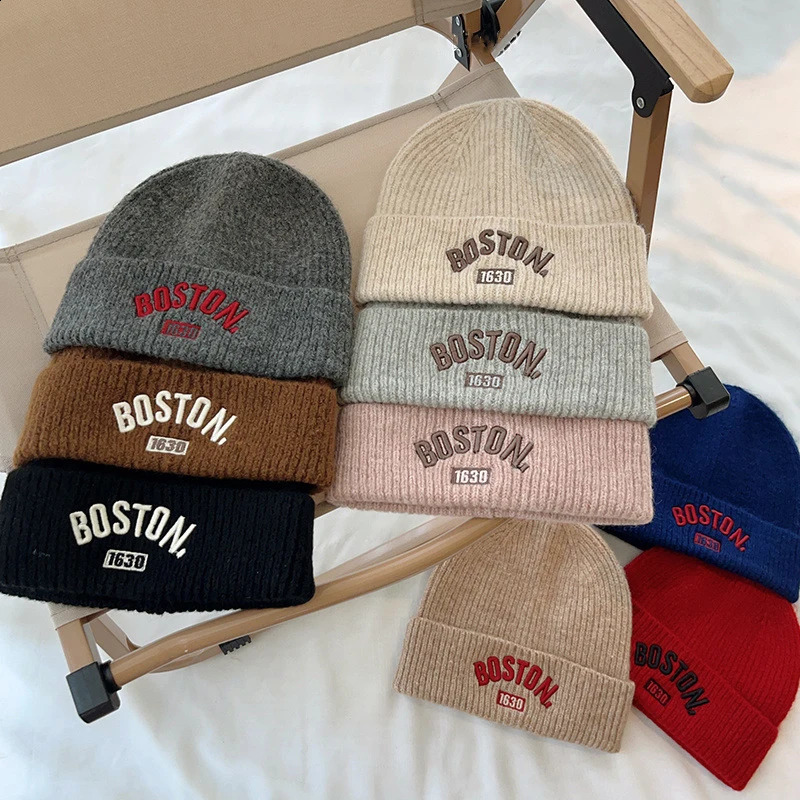 Winter Warm Knitted Baby Hat with Korean Alphabet Embroidery for Boys and Girls Beanies Soft Wool Childrens Pullup 240925