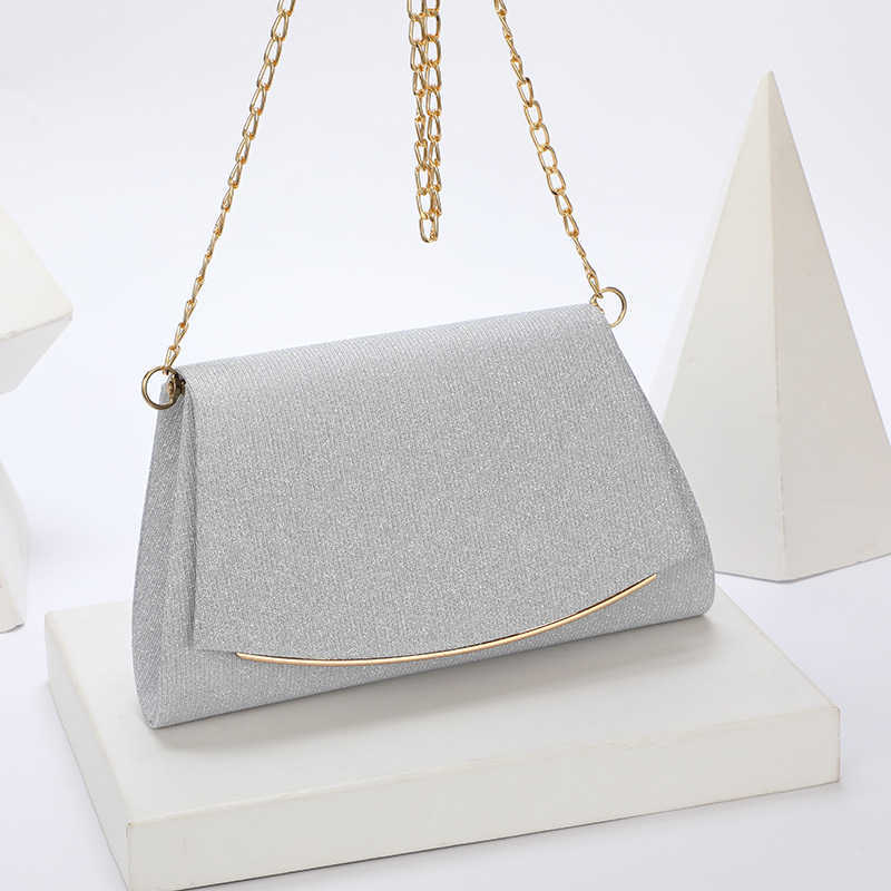 Clutch Bag New Hand Bag Pure Color Designer Bag Simple Party Reflective Shiny Pu One Shoulder Slanting Womens Evening Bag 240920