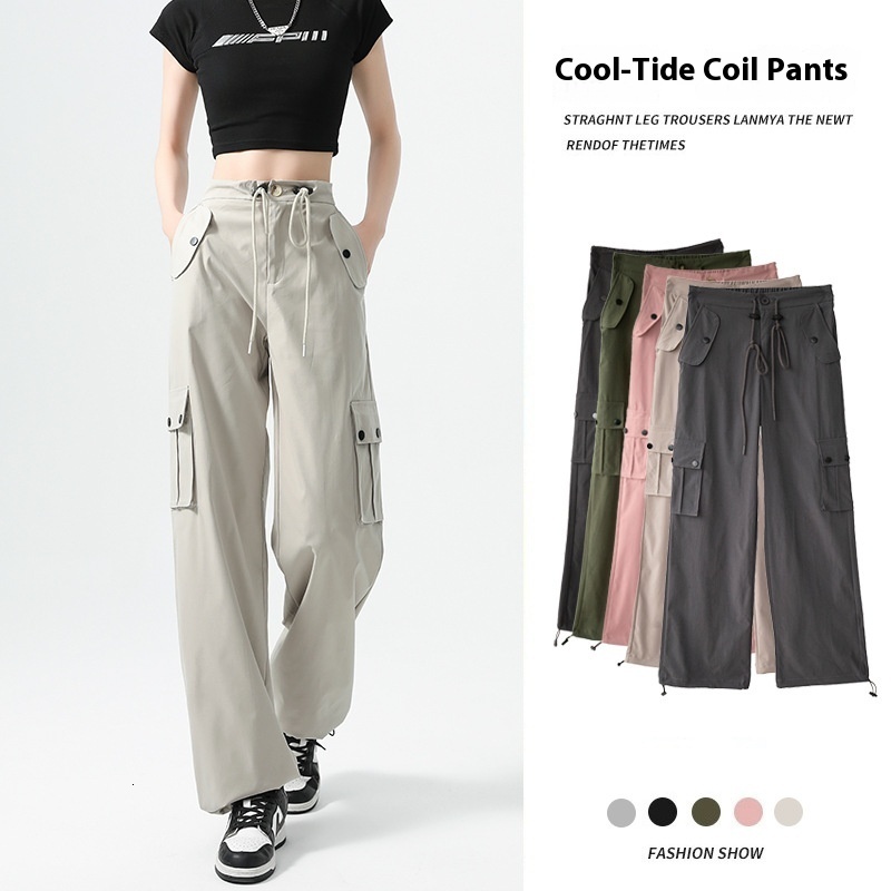 Quick drying workwear for women in the summer of 2024, new short leggings, high waisted wide leg American casual sports pants
