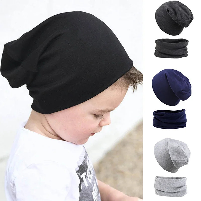2 baby hat scarf sets for boys and girls hiphop hats autumn soft elastic beanie cotton born warm accessories 240925