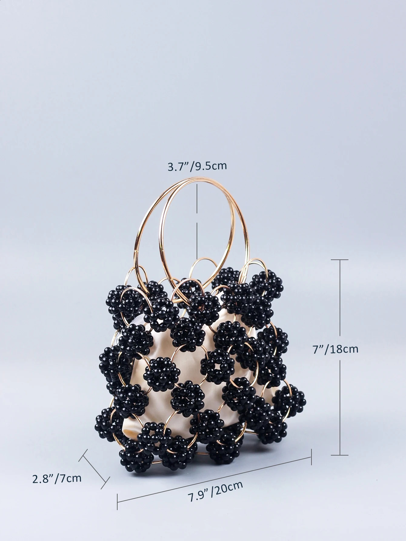 Black Ball Bag Bead Handheld Dinner Bag High Quality Womens Hollow Outer Bag Fashion Edition Handheld 240923
