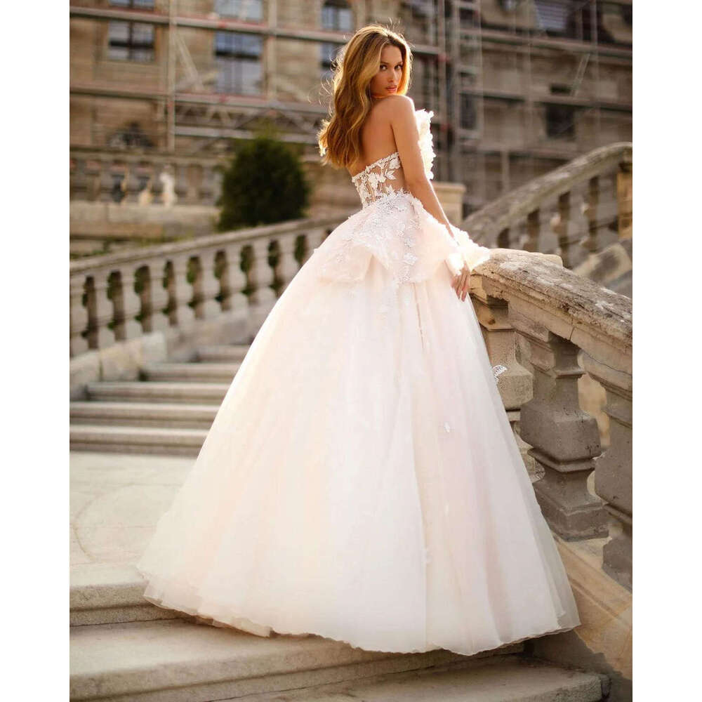 Fairy Wedding Dresses Ball Gown Strapless Appliques Butterfly Backless Or-Length Bride Dress Vestido De Novia Custom Made 0228Lz