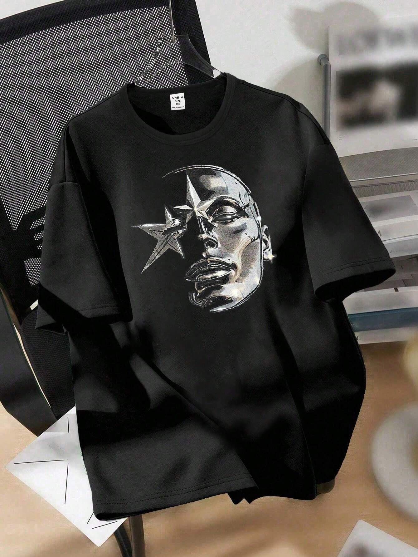 Men T-shirt Tween Boys Fashionable Streetwear 3D Graphic Soft Crew Neck Short Sleeve T-Shirt