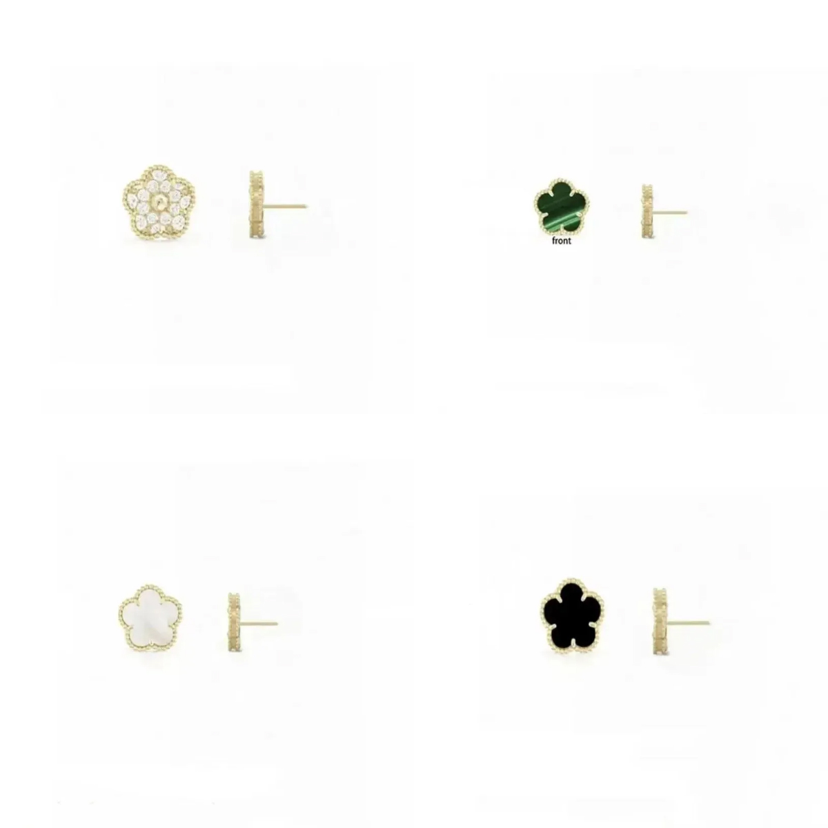 earings designer Studs Earrings for Women Girl Fashion Luxury Diamond Clover Flower Gold Jewelry Black Green White Red Four Leaves Charm Earrings Accessories