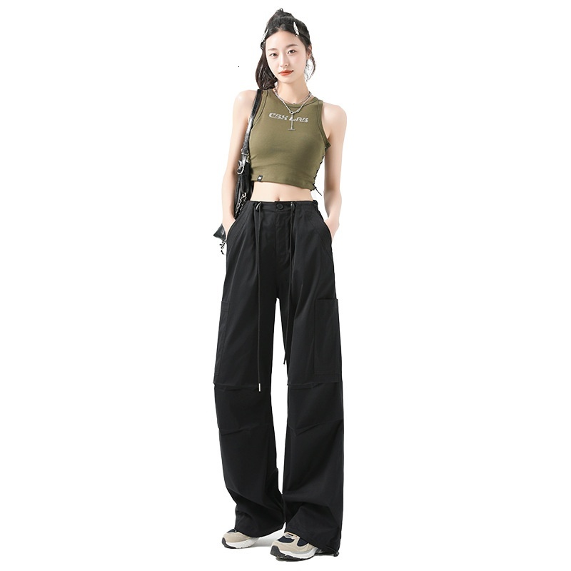 Radish Uncle Work Female 2024 New Summer High Waist Show Thin Parachute Loose Leg Tight Sports Pants
