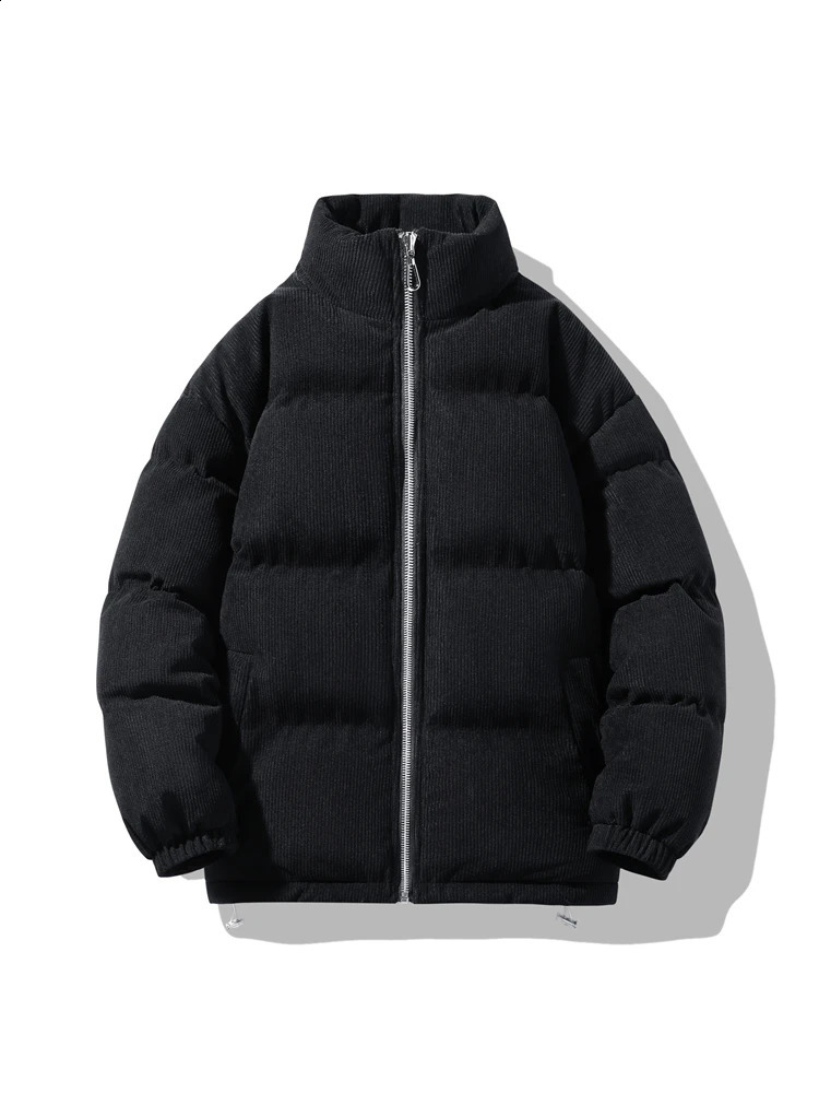 Stand Collar Corduroy Parkas Down Coats Outdoor Thick Warm Coat Mens Winter Korean Fashion Casual Loose Mens Jacket 240926
