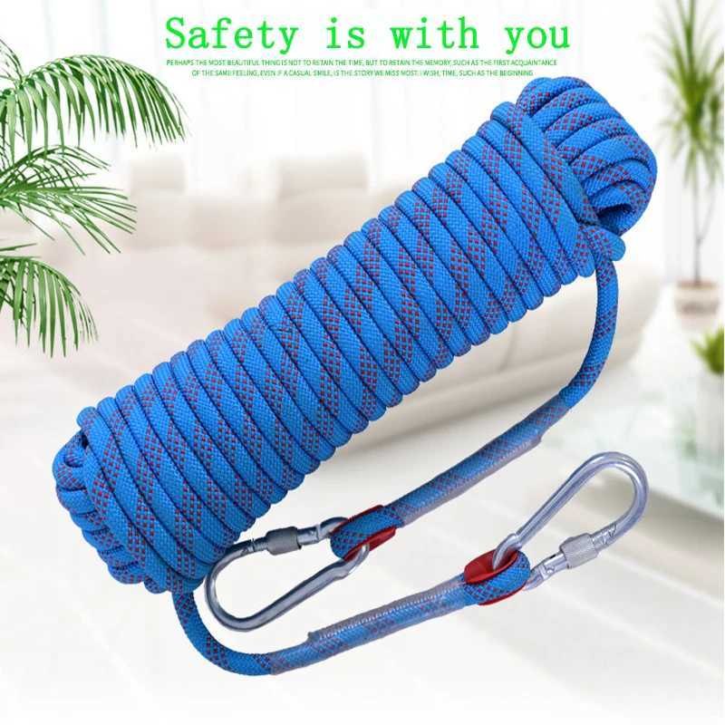 Climbing rope 10mm tree wall climbing equipment Outdoor fire escape safety rope buckle 10m 20m 30m CL240926