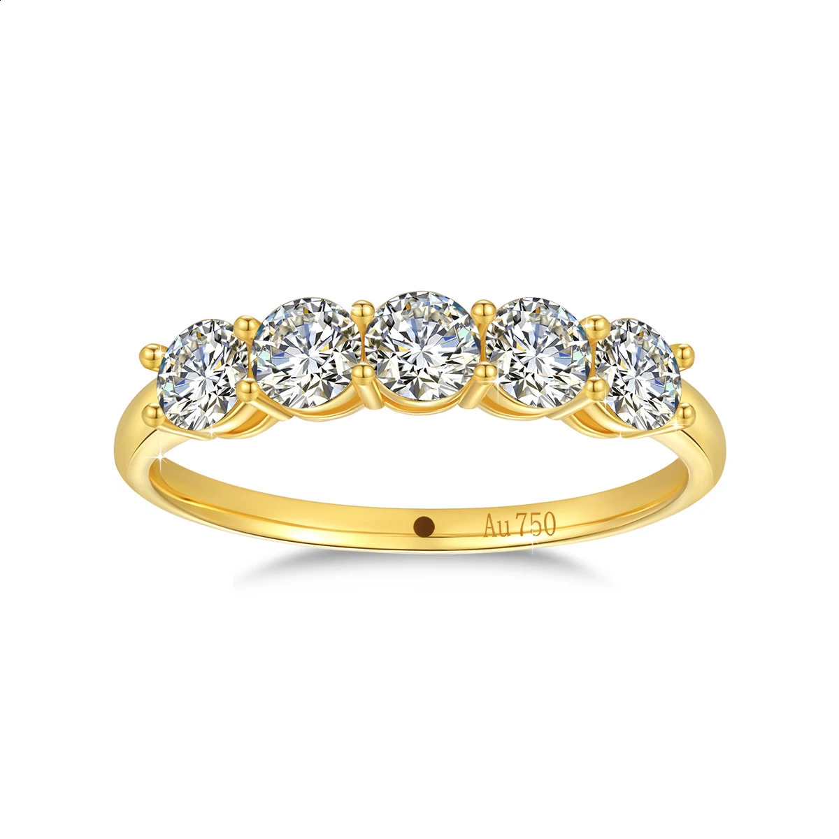 Szjinao 100% pure K gold ring 18k womens 5-stone silica stone with certificate wedding band diamond jewelry womens gift wholesale 240925