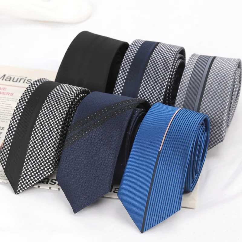 Mens tie strip luxurious collar fashionable jacquard weave fine black blue paisley collar party shirt gift accessories Y240925