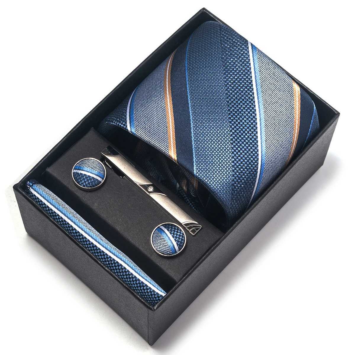 Holiday Gift Box Brand Tie Handle Cufflinks Set Mens Necklace Set Accessories Wedding Gravatas Y240925