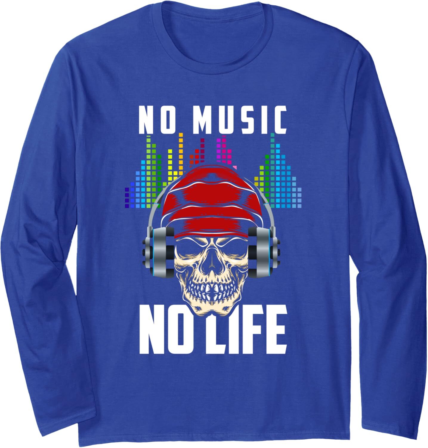 Long Sleeve Shirts for Men sweatshirt Funny DJ Skull No Music No Life Headphones Music Fans Gift Long Sleeve Streetwear Casual tops clothes