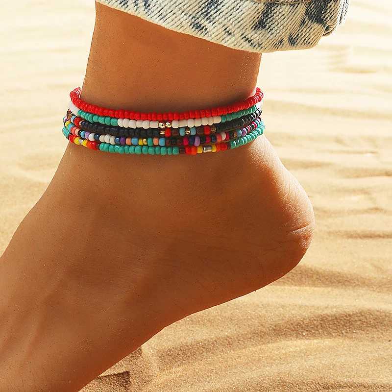 3PCSBohemian Colorful Beaded Beads Anklets For Women Summer Ocean Beach Handmade Ankle Bracelet Foot Leg Beach Jewelry GiftX240926