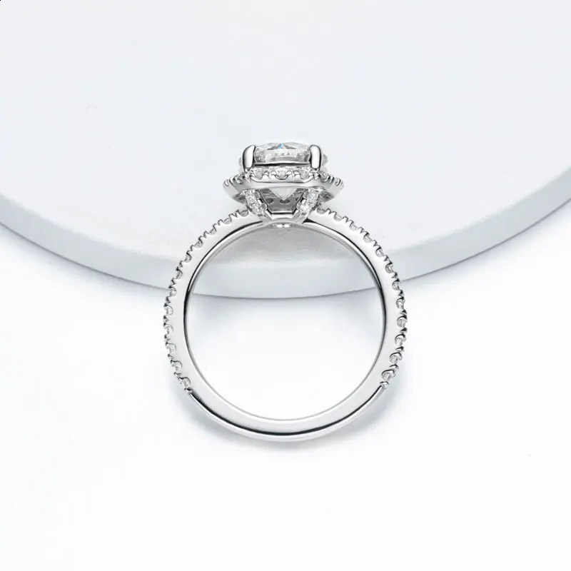 DEZO all silica female halo engagement ring with a total of 2.75ctw solid 925 silver circular cut VVS1 D color GRA certificate 240924