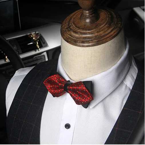 Mens bow red dot black and gold fashion party mens and girls boys bow childrens wedding Y240925