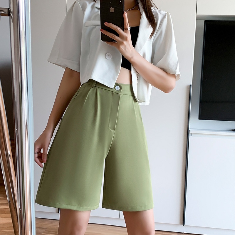 Radish Uncle Shorts Women's 2024 Summer Thin Loose High Waist Straight Slimming Casual Wide Leg 5/4 Suit Pants