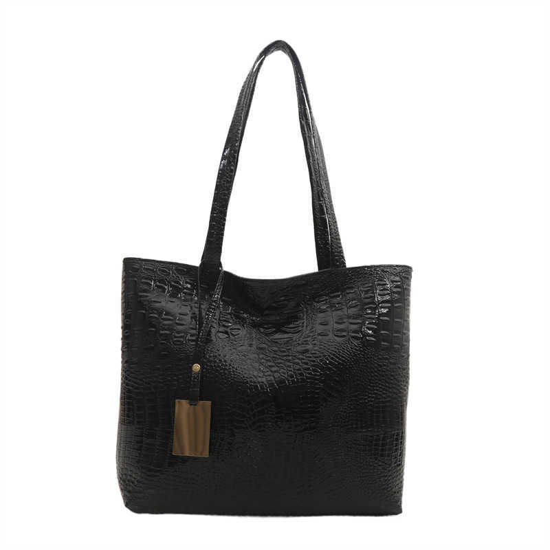 CMM New Large Capacity Single Shoulder Pu Handbag Crocodile Pattern Womens Bag Fashion Commuter Bag Tote Bag